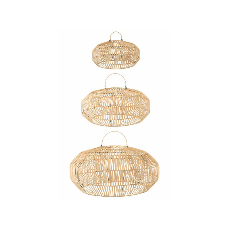 Dansmamaison - Set De 3 Abat-Jour Rotin Naturel - l 78,5 x l 78,5 x h 39 cm - Naturel