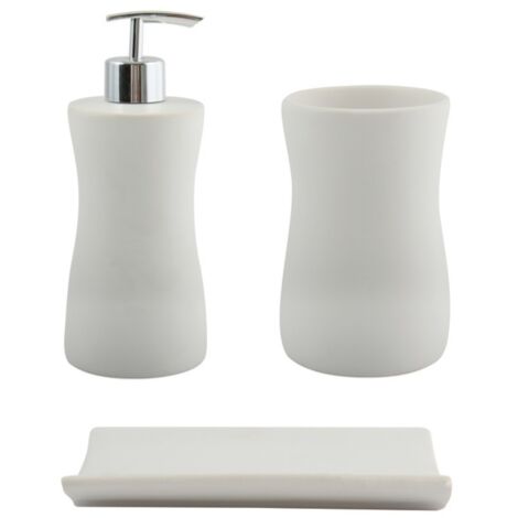Set de 3 accesorios de baño Cerámica PALMA Blanco MSV