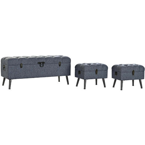 Set de 3 banquettes en polyester et métal coloris gris foncé -PEGANE-
