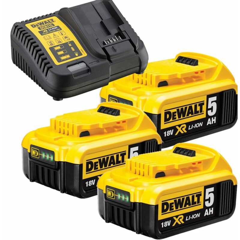 

DeWalt DCB115P3 18V Litio-Ion Juego de Baterías (3x 5.0Ah) + cargador