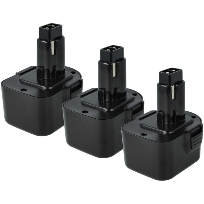 

Set de 3 baterías Ni-MH 3000mAh 12V para herramientas DC727KA-B2, DC727VA, DC740K-2, DC740KA sustituye Dewalt 152250-27, 397745-01, DC9071, DE9037.