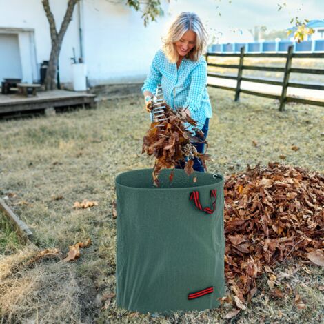 Set de 3 Bolsas de Basura de Jardín 272L con Asas Reforzadas y Aros Flexibles Plegables y Reutilizables