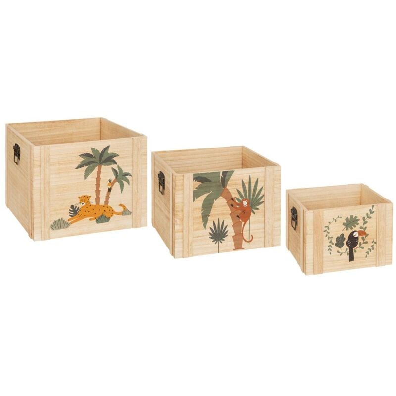 Atmosphera - Set de 3 cagettes enfant Jungle bois créateur d'intérieur