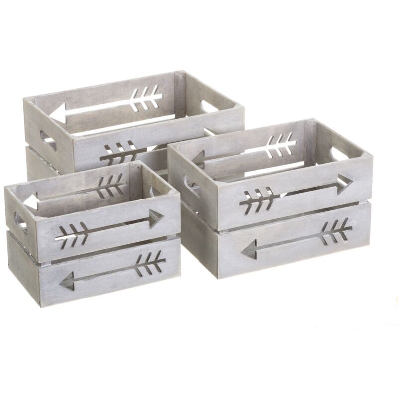 

Set de 3 cajas de fruta de madera gris