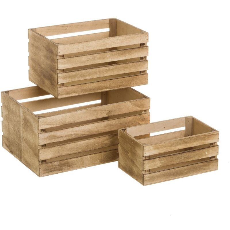 

Set de 3 cajas de fruta de madera marrón
