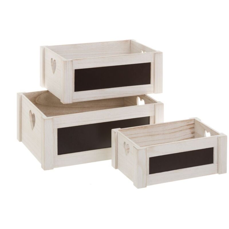 

Set de 3 cajas de madera con pizarra blanco