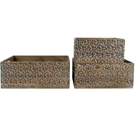 Set de 3 cajas de madera  Serie ZAN