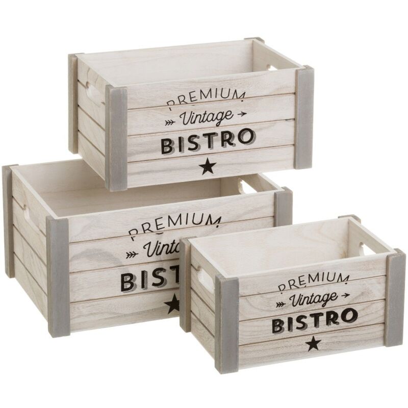 

Set de 3 cajas juguetero de madera natural gris