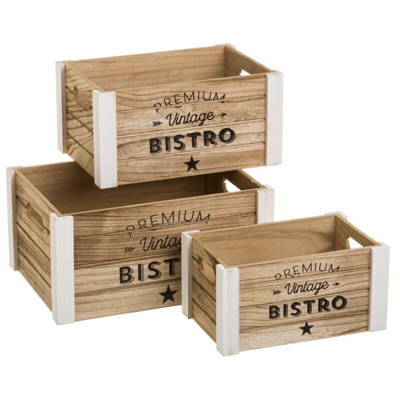 

Set de 3 cajas juguetero de madera natural marrón