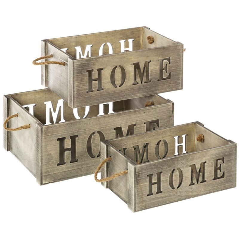 

Set de 3 cajas organizadoras Home de madera contrachapada grises