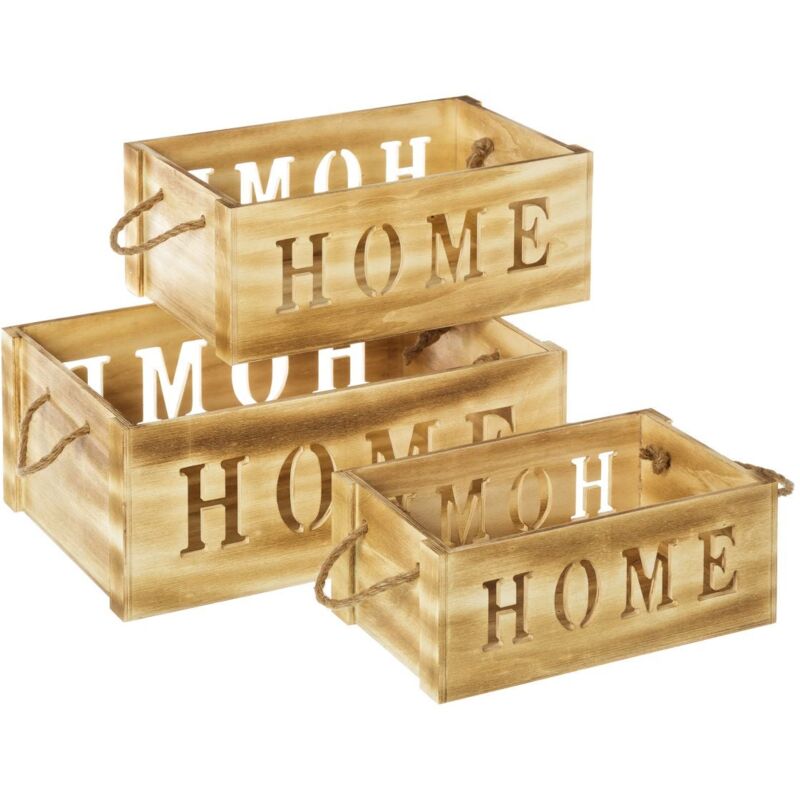 

Set de 3 cajas organizadoras Home de madera contrachapada naturales