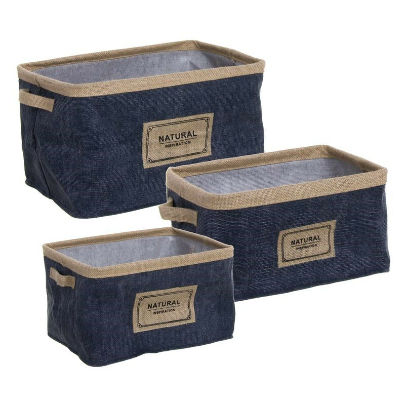 

Set de 3 Cestas Almacenaje Denim/Yute, Azul y Pardo, Diseño Elegante y Clásico - Hogar y Más