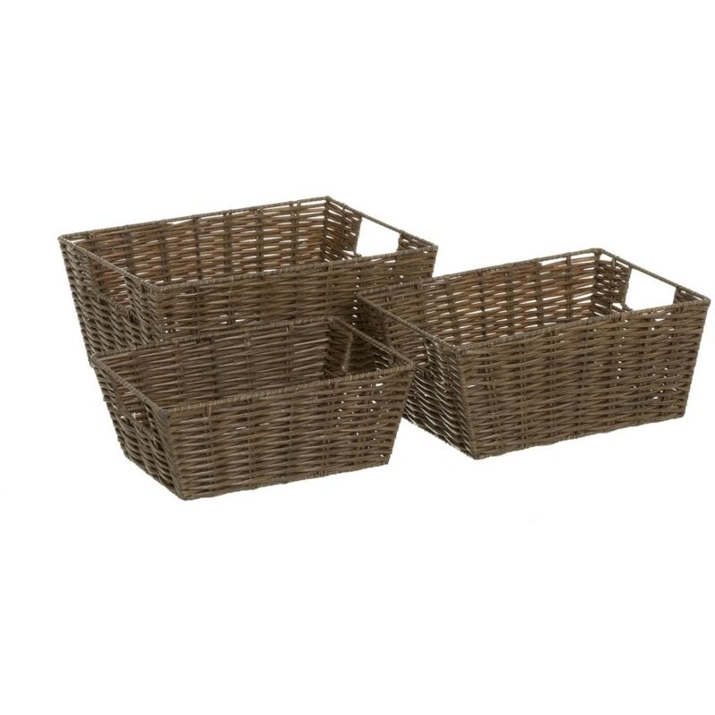 

Set de 3 cestas de fibra natural marrones multiusos rústicas