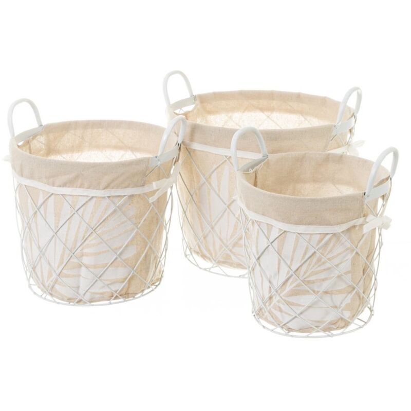 

Set de 3 cestos de baño de metal blancos y natural exóticos