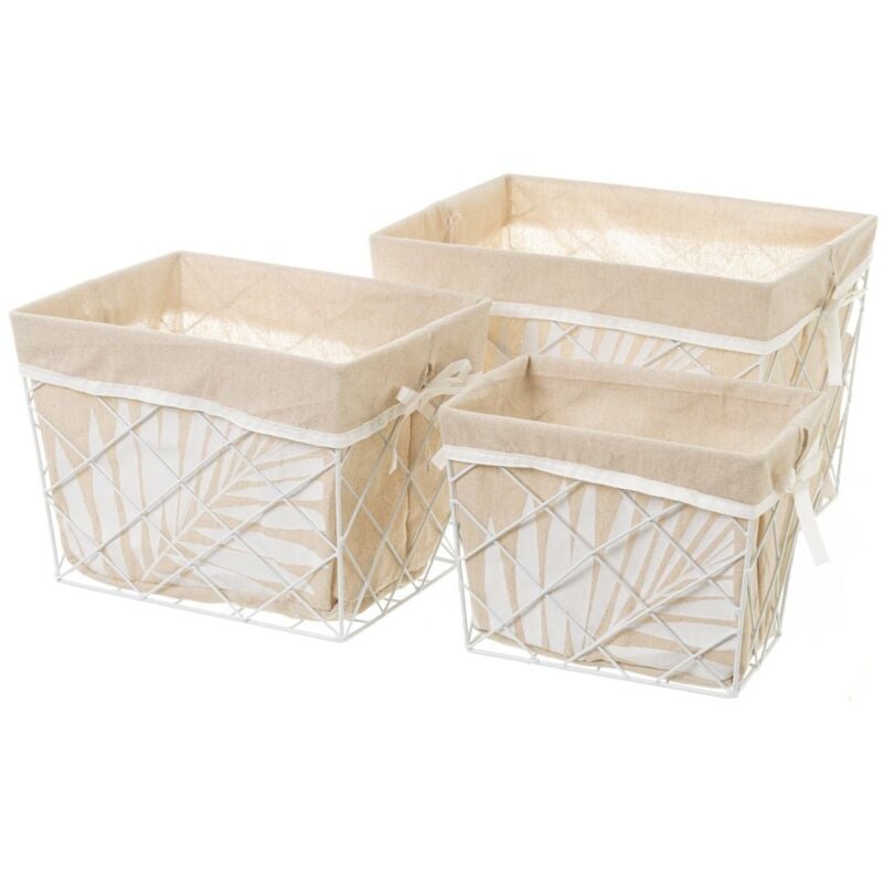 

Set de 3 cestos de baño de metal blancos y natural exóticos