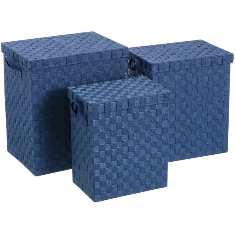 

Set de 3 cestos de ropa de polipropileno azul