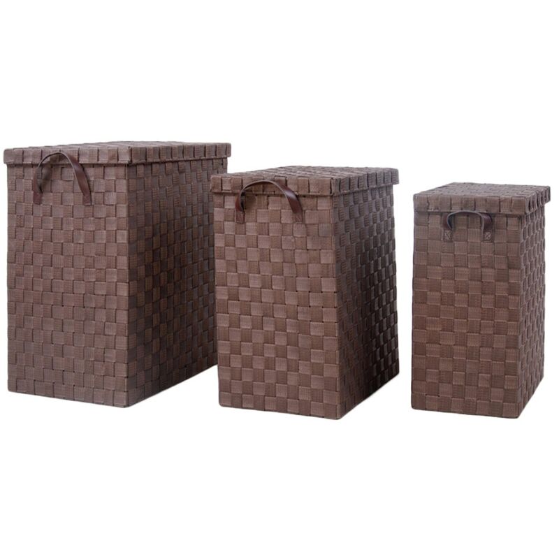 

Lolahome - Set de 3 cestos de ropa de polipropileno marrón