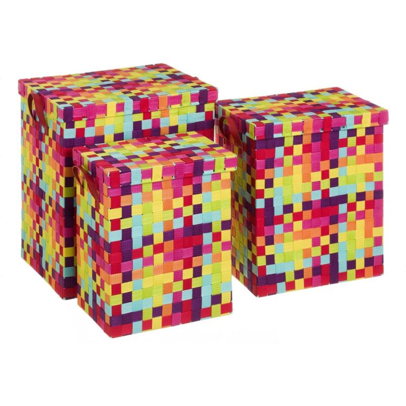 

Lolahome - Set de 3 cestos de ropa trenzados de polipropileno multicolor