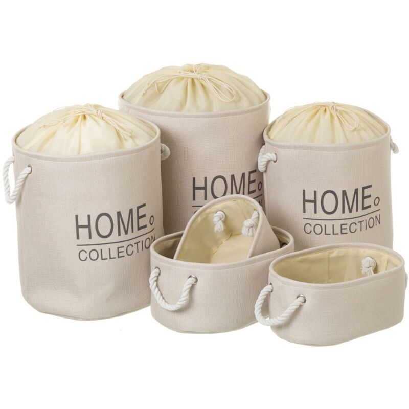 

Set de 3 cestos y 3 cestas de tela marrones con forma de saco