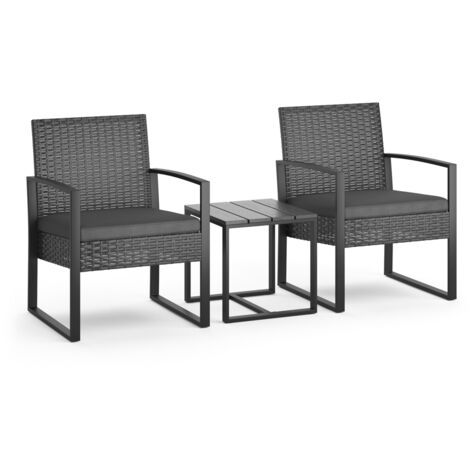Set de 3 chaises en rotin anthracite Oskar