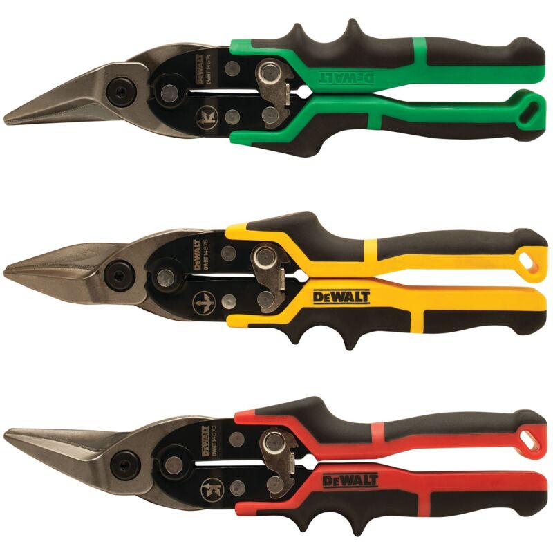 Set de 3 ciseaux à tôle Ergo droit (jaune), gauche (rouge), droite (vert) DWHT14676-0 - Dewalt