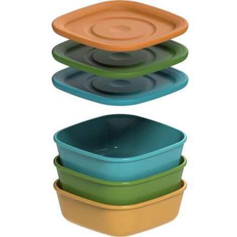 Set de 3 contenedores multicolor de 0,74 lt