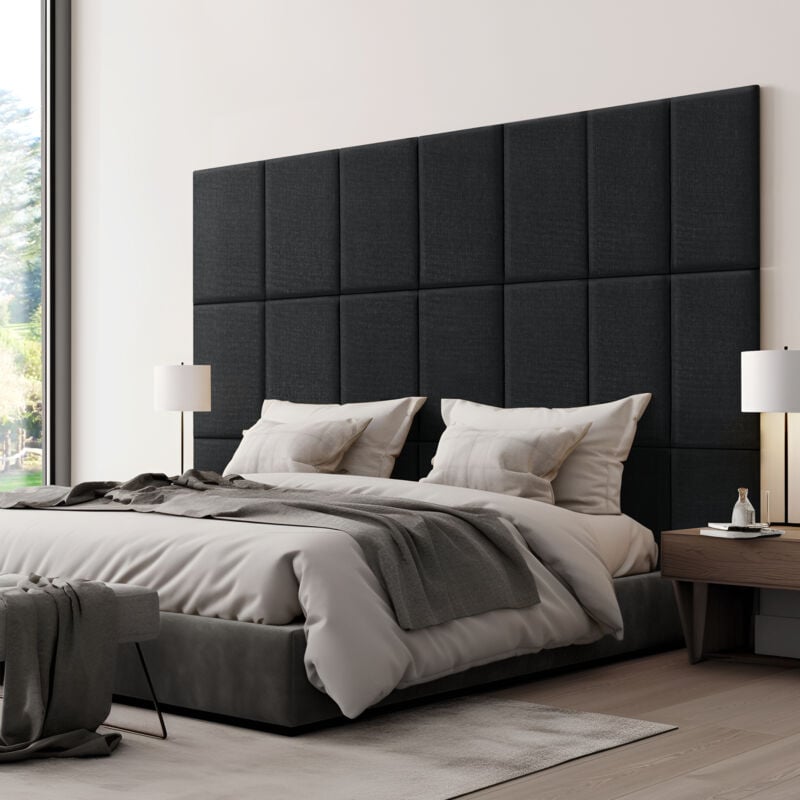 [neu.haus] - Set de 3 coussins muraux Carpino en tissu 60 x 30 cm noir