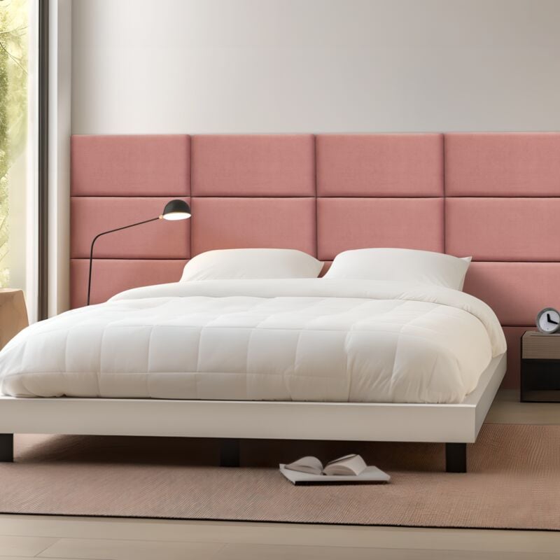 [neu.haus] - Set de 3 coussins muraux Carpino en velours 60 x 30 cm rose