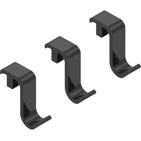 Set de 3 crochets pour etagère hang - Décor : Noir - Hauteur : 30 mm - Largeur : 10 mm - Matériau : Aluminium - Profondeur : 30 mm -