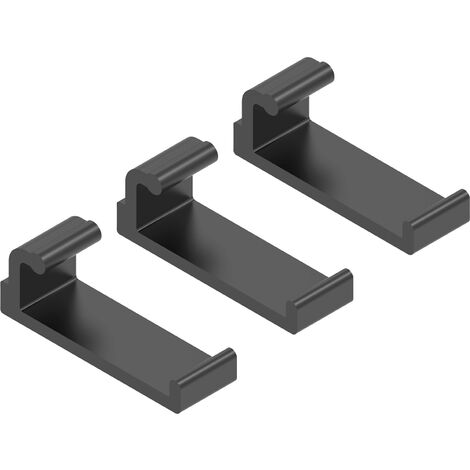 Set de 3 crochets sous tablette pour etagère hang - Décor : Noir - Hauteur : 12 mm - Largeur : 10 mm - Matériau : Aluminium - Profondeur : 32 mm -