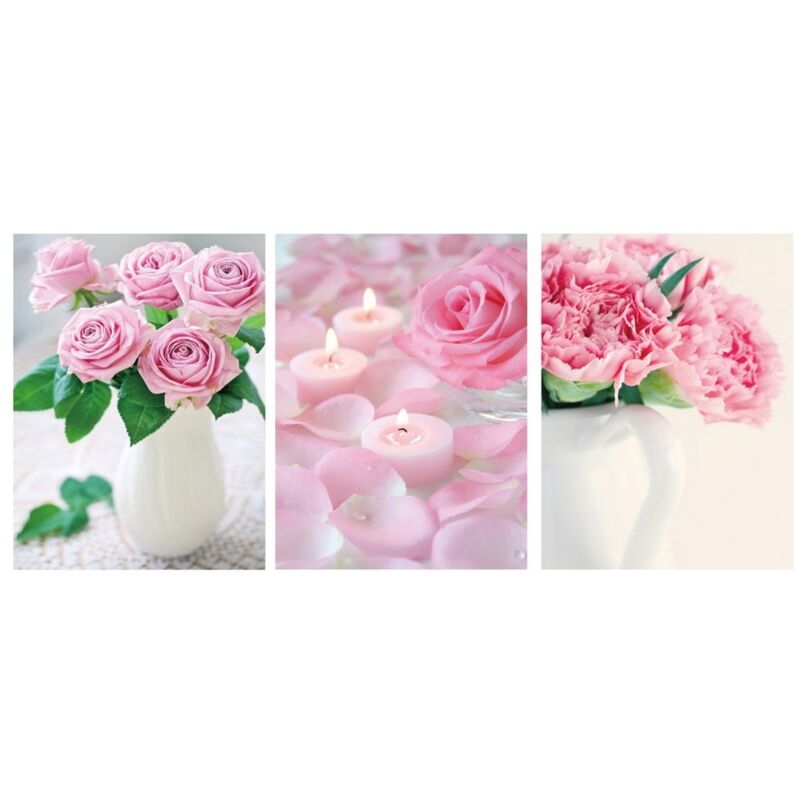 

Set de 3 cuadros de flores rosas fotoimpresos sobre lienzo de 40x30 cm