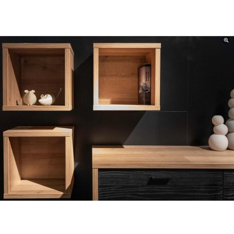 Ensemble de trois armoires suspendues cube 35 cm chêne naturel - Sanremo