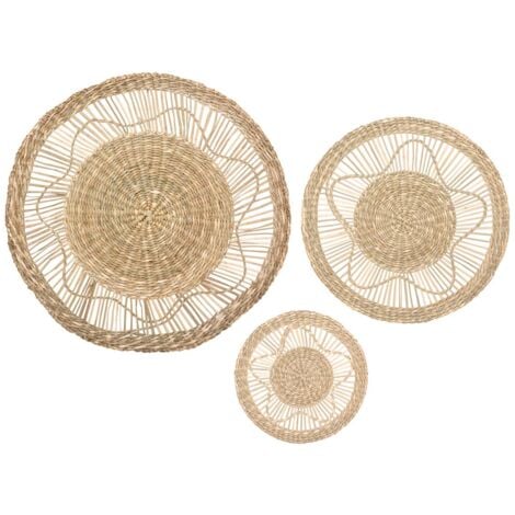 Design Étagère Murale Ronde En Bambou 2 Niveaux 50cm - Style Bohème Naturel étagère Bambou