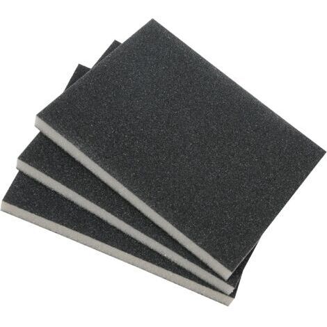 Set de 3 éponges abrasives à grain fin, moyen & gros pour le bois et le métal - papier abrasif utilisable à sec et à l'eau