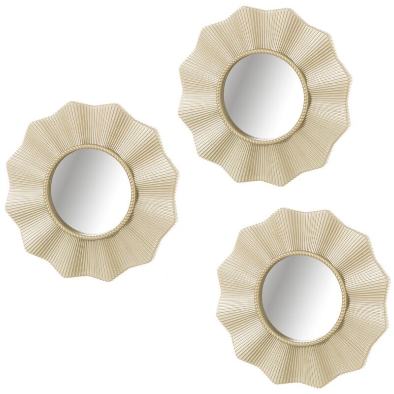 

Set de 3 espejos flor modernos dorados de plástico de Ø 25 cm