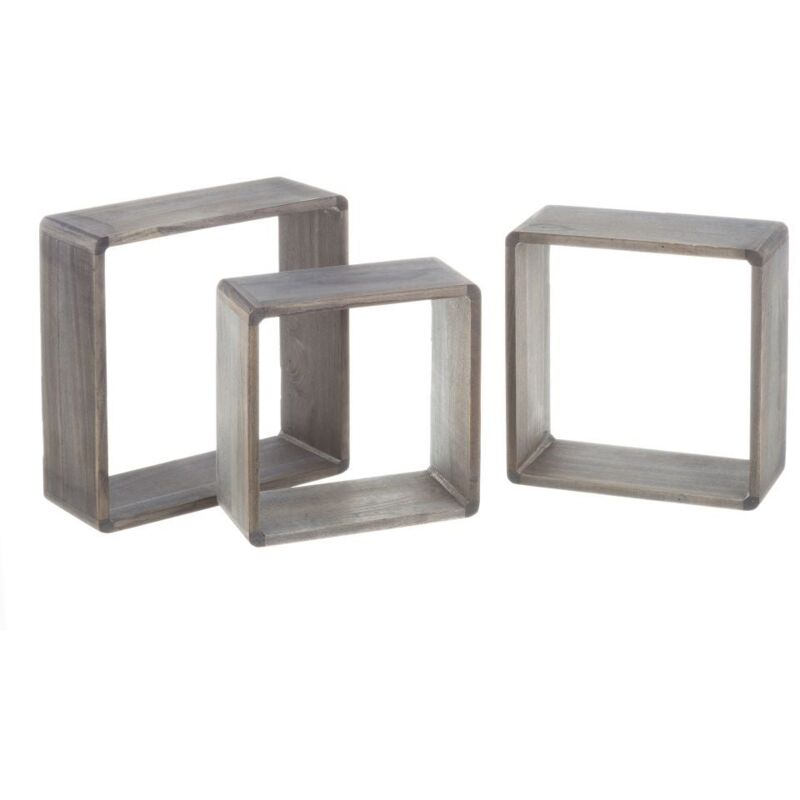 

Lolahome - Set de 3 estantes cubo de madera grises nórdicos