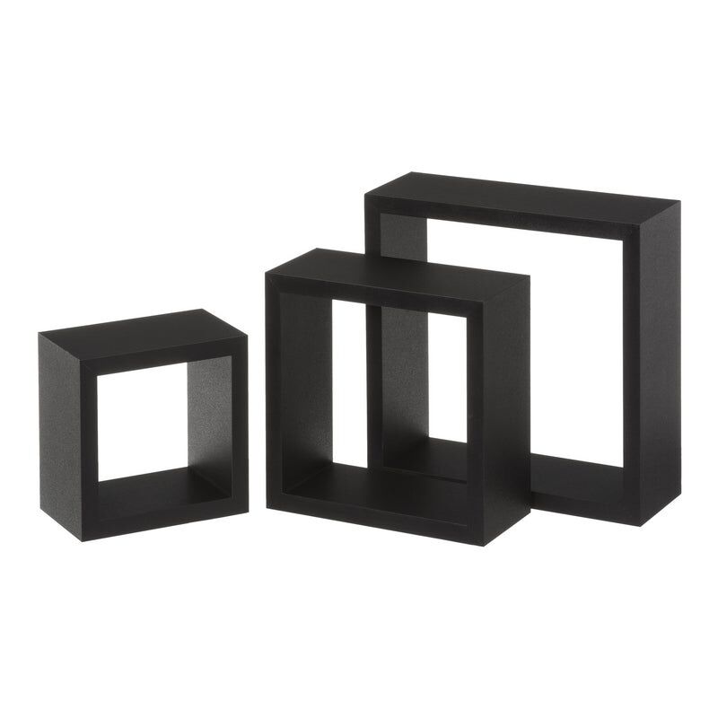 

Set de 3 estante cubo de madera MDF negro contemporáneo