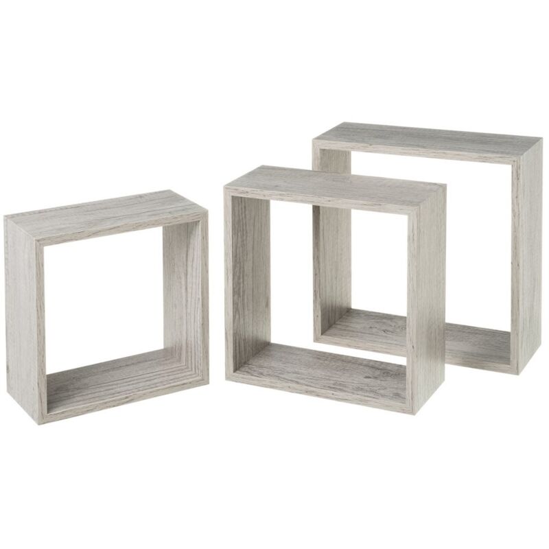 

Lolahome - Set de 3 estantes cubo grandes de madera MDF gris nórdico