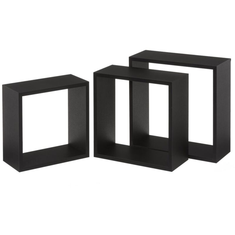 

Set de 3 estantes cubo de madera MDF negro contemporáneo