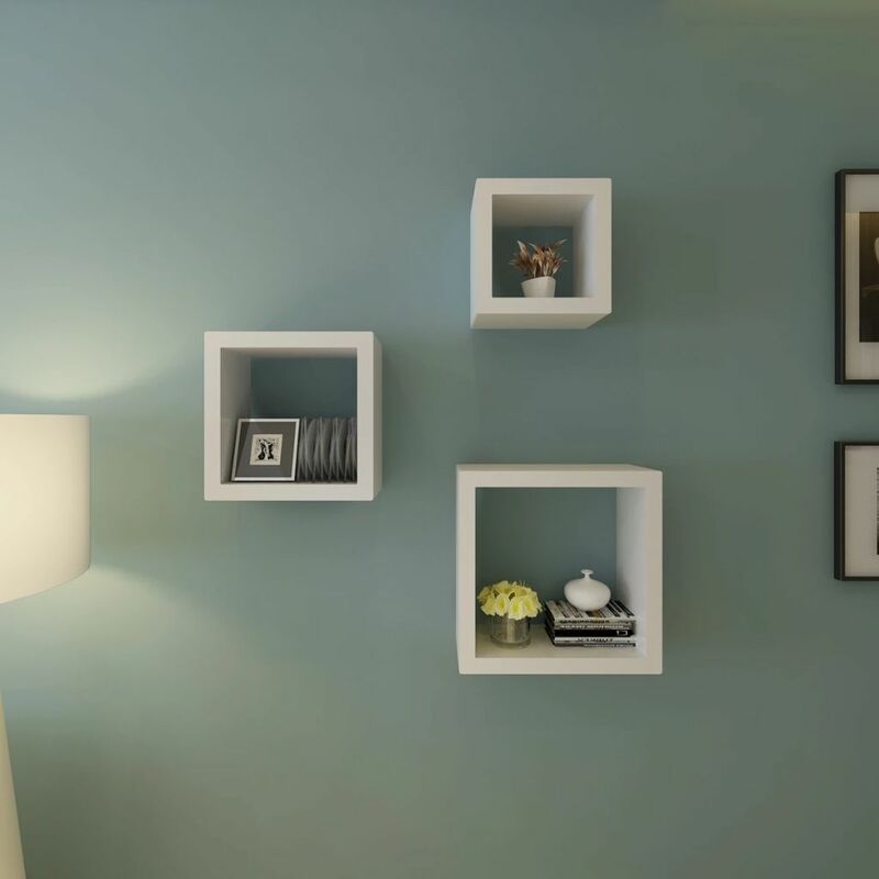 

Happyshopping - Set de 3 estantes en forma de cubo blanco