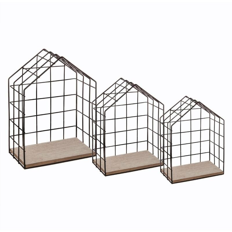 Atmosphera - 3 étagères murales maison métal filaire noir créateur d'intérieur