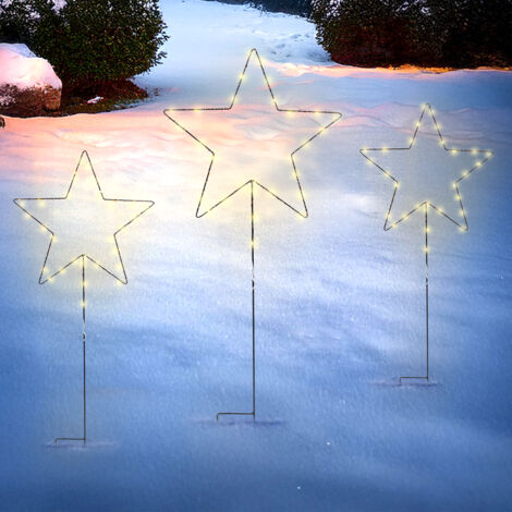 Set de 3 étoiles LED pour jardin - 70 LED - minuterie - pour l'intérieur et l'extérieur