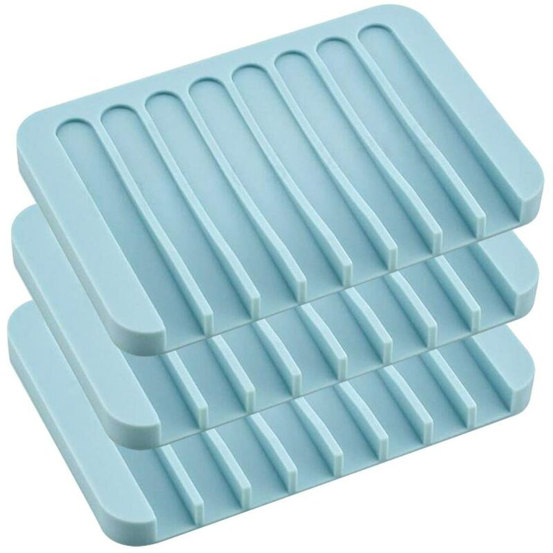 

Set de 3 jaboneras de silicona con cascada para baño cocina Azul