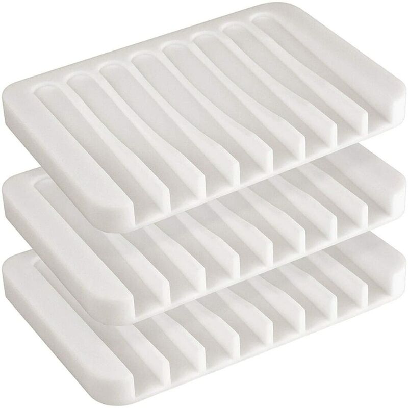 

Set de 3 jaboneras de silicona para baño y cocina Blanco