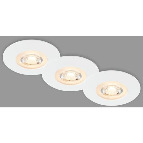 Set de 3 lampes encastrées plafond LED, lampes encastrées ultraplates, spots encastrés salle de bain, spots encastrés salle de bain IP65, blanc mat, 90x25 mm (DxH)