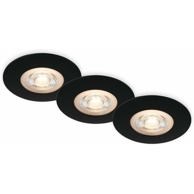 Set de 3 lampes encastrées plafond LED, lampes encastrées ultraplates, spots encastrés salle de bain, spots encastrés salle de bain IP65, noir mat,