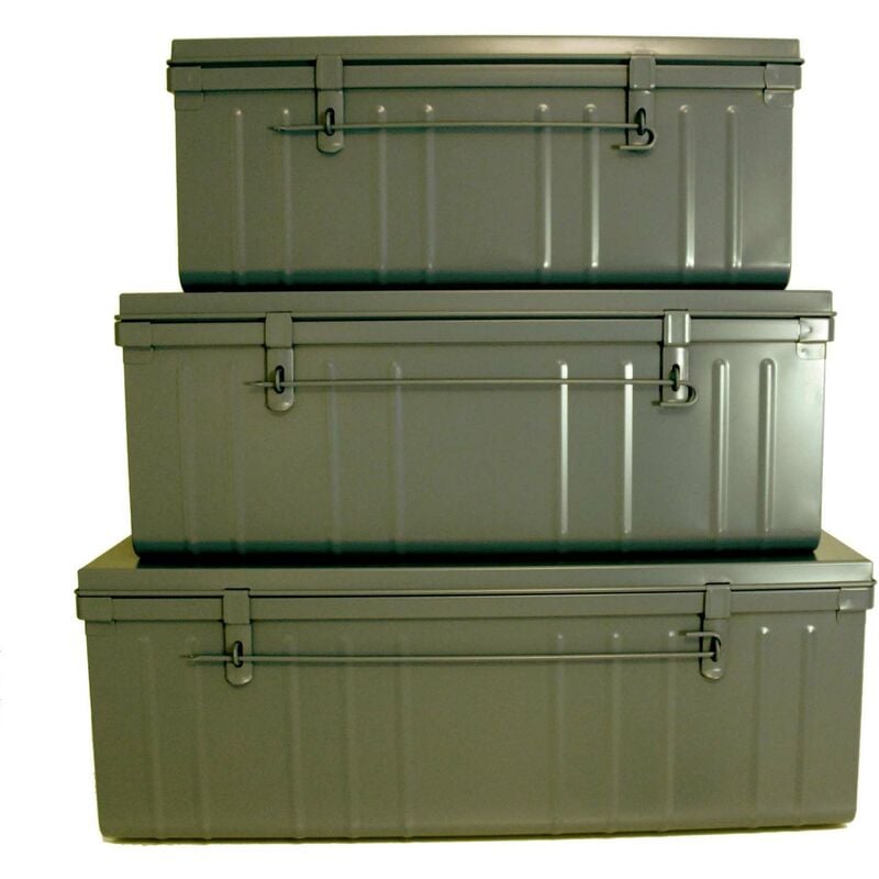 Pierre Henry - Set de 3 malles en acier Habitat 80 - 90 et 100 cm