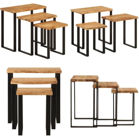 Set de 3 mesas apilables con borde natural madera acacia maciza - Madera de acacia - Mesas con borde natural