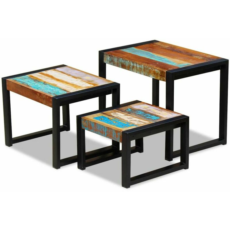 

Set de 3 mesas auxiliares madera maciza reciclada