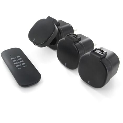Set de 3 mini prises étanches IP44 + télécommande - 2300W - Noir - Chacon